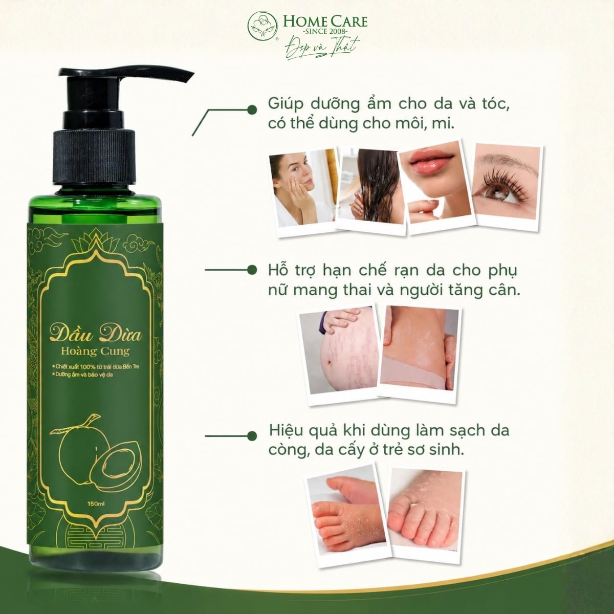 Dầu Massage Giảm Rạn Da Cho Mẹ Bầu Chiết Xuất Từ Dừa