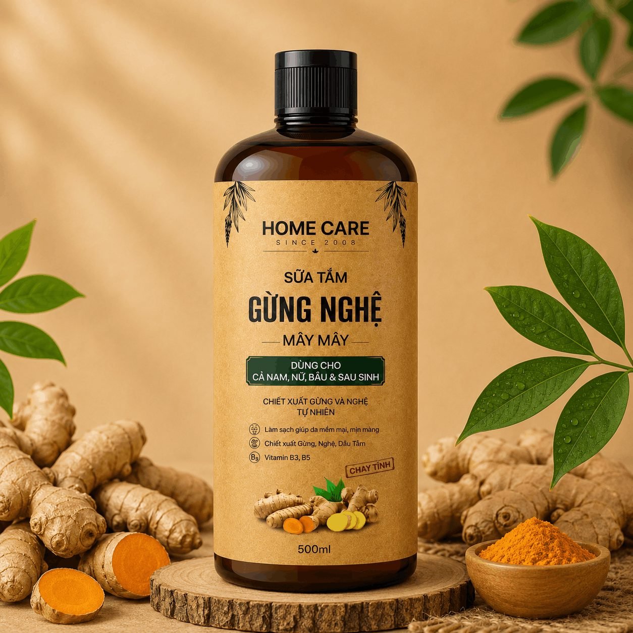 Sữa Tắm Thảo Dược Gừng Nghệ 1L Sạch Sâu, Ngăn Ngừa Mụn Trên Da