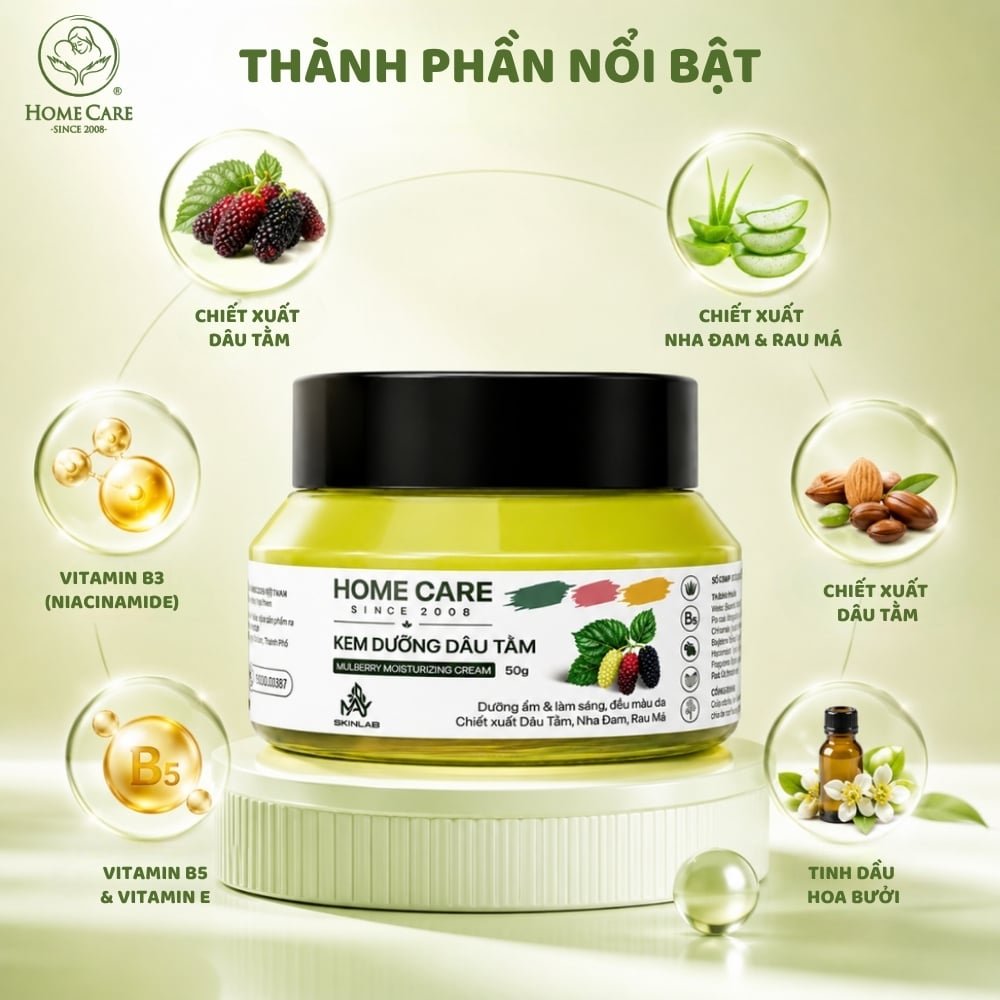 Kem Dưỡng Da Làm Sáng, Đều Màu Da Từ Dâu Tằm, Nha Đam, Rau Má