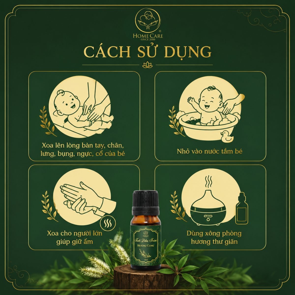 Tinh Dầu Tràm Cho Bé Giữ Ấm Cơ Thể, Đẩy Khí Lạnh, Làm Dịu Da