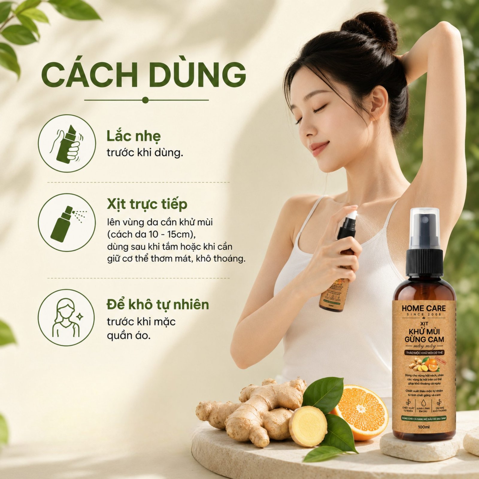 Xịt Khử Mùi Cơ Thể, Khử Hôi Nách & Chân Chiết Xuất Từ Thảo Mộc