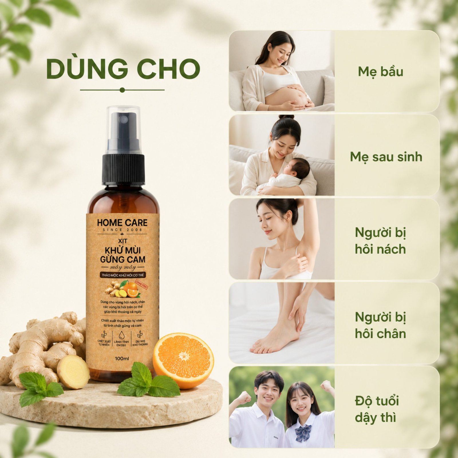 Xịt Khử Mùi Cơ Thể, Khử Hôi Nách & Chân Chiết Xuất Từ Thảo Mộc